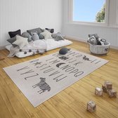 Kinderkamer vloerkleed Alfabet - crème/zwart 80x150 cm