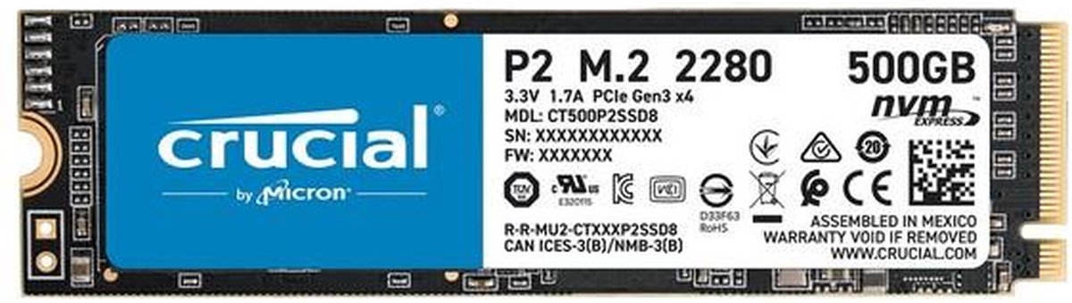 SSD Crucial P2 M.2 NVMe - 500Go