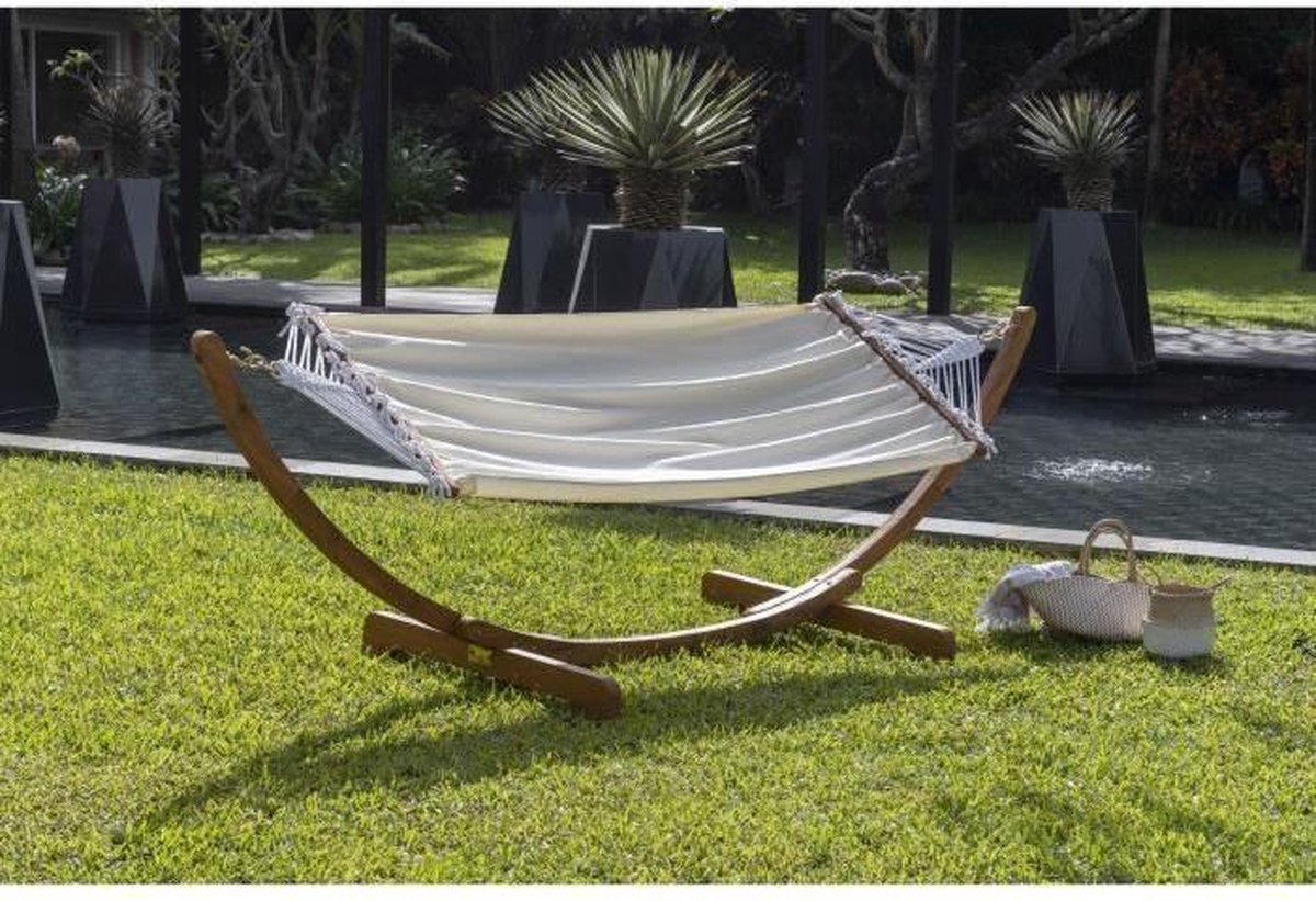 roterend delicaat oppervlakte RIO Outdoor Hangmat met houten standaard - Katoenen stof | bol.com