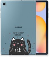 TPU Case Geschikt voor Samsung Galaxy Tab S6 Lite | Tab S6 Lite 2022 Hoes Cat Good Day met doorzichte zijkanten