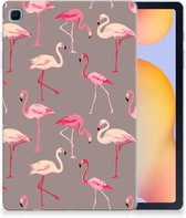 Cover Samsung Galaxy Tab S6 Lite | Tab S6 Lite 2022 Back Case Flamingo met transparant zijkanten