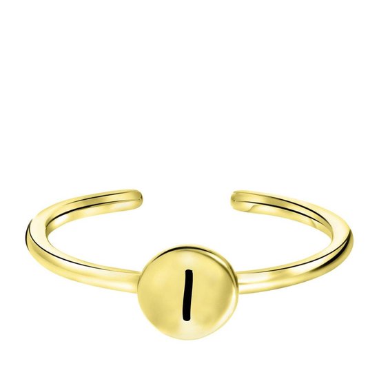 Lucardi – Dames Ring goldplated disc alfabet – Ring – Cadeau – Echt Zilver –