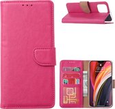 Hoesje Geschikt voor iPhone 12 / 12 Pro Hoesje Pink Bookcase Met Pasjeshouder