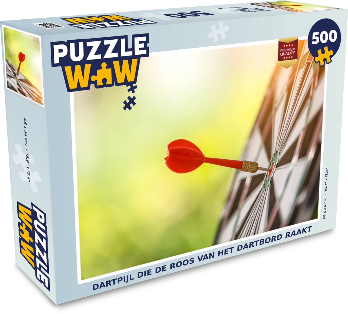 Puzzel 500 stukjes Darten - Dartpijl die de roos van het dartbord raakt - PuzzleWow heeft +100000 puzzels