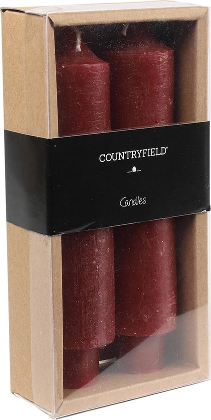 Set van 2 kaarsen Countryfield 15,5cm | Rood