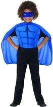 Blauw Gespierde Superheld Kind Kostuum | Small / Medium | Carnaval kostuum | Verkleedkleding