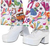 Smiffy's - Jaren 80 & 90 Kostuum - 70s Witte Disco Schoenen Plateauzolen - Wit / Beige - Small - Carnavalskleding - Verkleedkleding