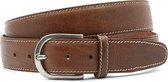 Leren herenriem bruin 4 cm breed - Bruin - Sportief - Leer - Taille: 115cm - Totale lengte riem: 130cm - Mannen riem