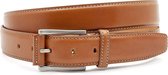 Leren camel unisex riem 3.5 cm breed - Camel - Sportief - Echt Leer - Taille: 120cm - Totale lengte riem: 135cm