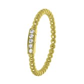 Lucardi Dames Ring goldplated bolletjes/bar zirkonia - Ring - Cadeau - Echt Zilver - Goudkleurig