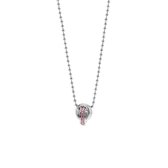 Stalen kinderketting licht roze kristal