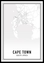 Punt. Poster - City Map Kaapstad - 42 X 29.7 Cm - Zwart En Wit