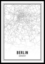 Punt. Poster - City Map Berlijn - 59.4 X 42 Cm - Zwart En Wit