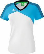 Erima Premium One 2.0 T-Shirt Dames - Wit / Curacao / Zwart | Maat: 40