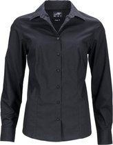 James and Nicholson Dames/dames Longsleeve Business Shirt (Zwart)