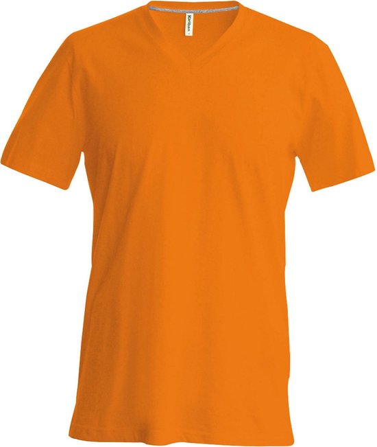 Kariban Heren Korte Mouw V Hals Slim Fit T-Shirt (Oranje)