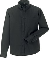 Russell Collectie Heren Lange Mouw Klassiek Twill Shirt (Zwart)