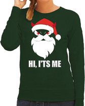 Devil Santa Kerstsweater / Kersttrui hi its me groen voor dames - Kerstkleding / Christmas outfit M