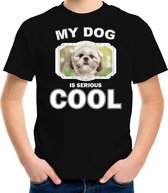 Shih tzu honden t-shirt my dog is serious cool zwart - kinderen - Shih tzus liefhebber cadeau shirt S (122-128)