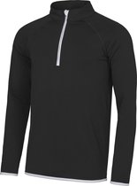 Awdis Gewoon Cool Mens Half Zip Sweatshirt (Jet Zwart / Arctisch Wit)