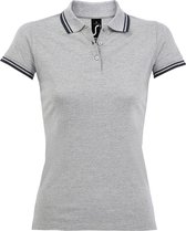 SOLS Dames/dames Pasadena getipt korte mouw Pique Polo Shirt (Heide Grijs/Navy)