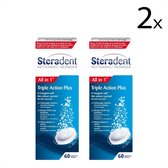 Steradent Kunstgebit Reiniger - Triple Action Plus - 60 stuks x2
