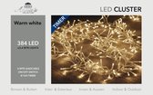 1x Clusterverlichting met dimmer en timer 384 warm witte leds - Kerstverlichting / boomverlichting