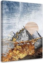 Schilderij Marmerlook piramide, 2 maten, goud/grijs, Premium print