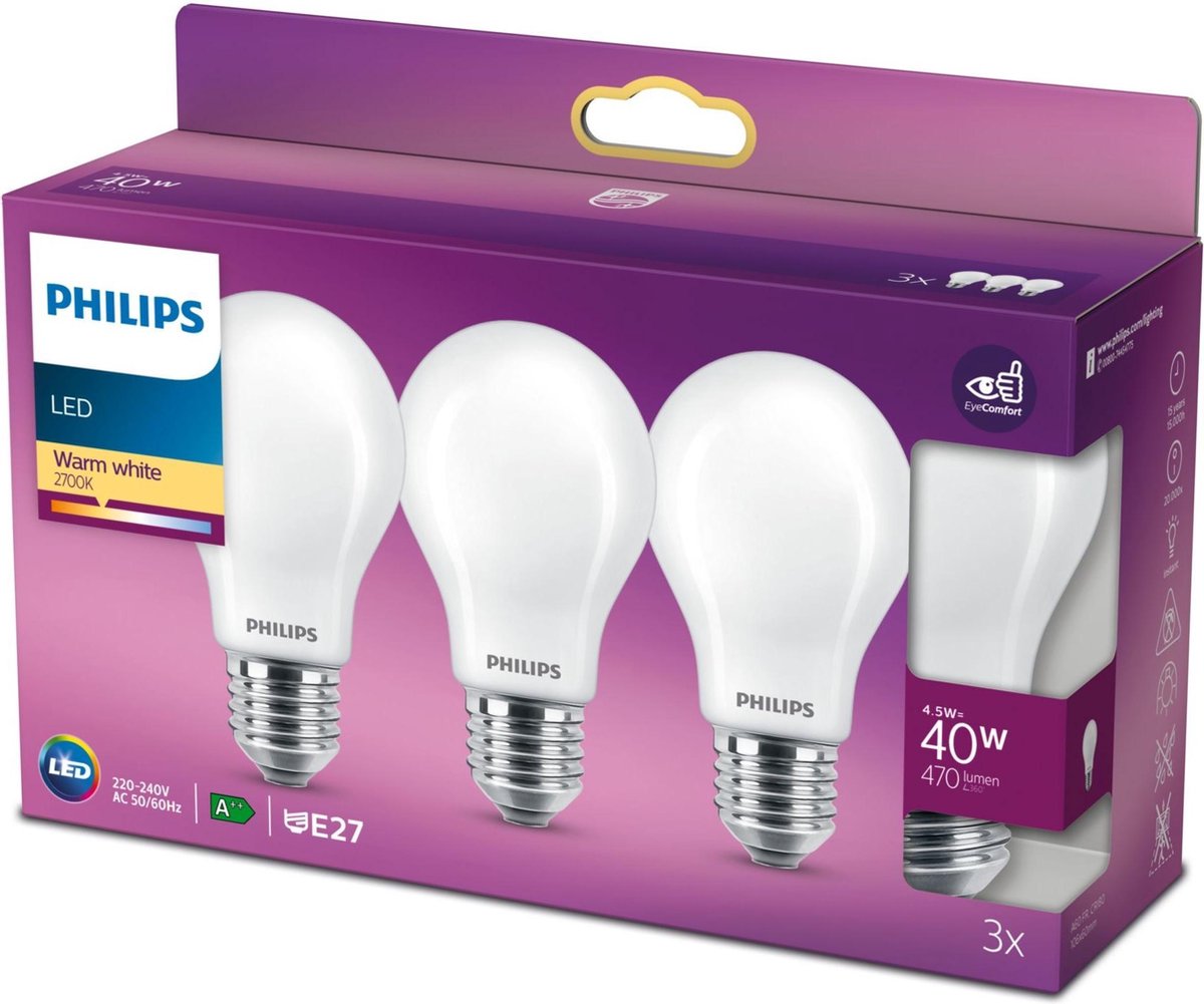 oorlog moreel Zelfgenoegzaamheid Philips energiezuinige LED Lamp Mat - 40 W - E27 - warmwit licht - 3 stuks  - Bespaar... | bol.com