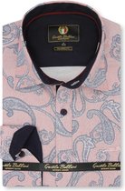 Heren Overhemd - Slim Fit - Paisley Premium - Roze - Maat M