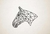 Line Art - Paard 3 - L - 82x96cm - Zwart - geometrische wanddecoratie