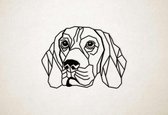 Line Art - Hond - Beagle - S - 44x60cm - Zwart - geometrische wanddecoratie
