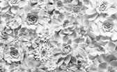 Komar Pure | Shades black/white | bloemen in grijstinten | fotobehang op vlies 400x250cm