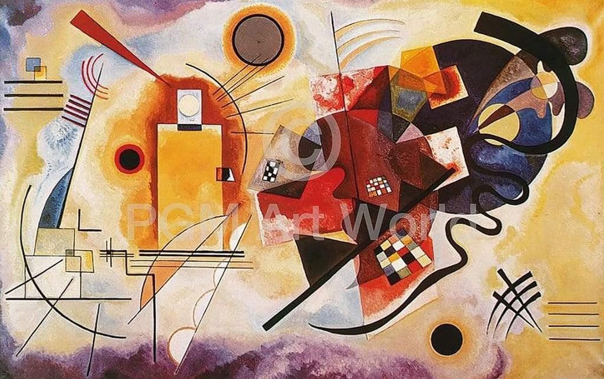 PGM Kunstdruk Wassily Kandinsky - Jaune, Rouge, Bleu 80x60cm Divers