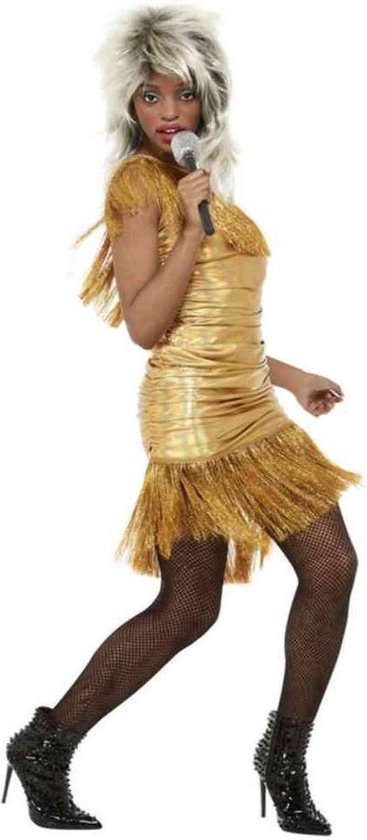 Smiffy's - Tina Turner Kostuum - Tina De Poplegende - Vrouw - Goud - Large - Carnavalskleding - Verkleedkleding
