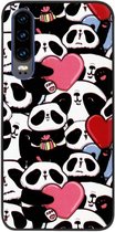ADEL Siliconen Back Cover Softcase Hoesje Geschikt voor Huawei P30 - Panda Hartjes