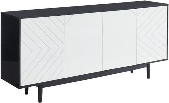 ECLIPSE Dressoir L 180 cm met 4 deuren - Zwart en wit decor | bol.com