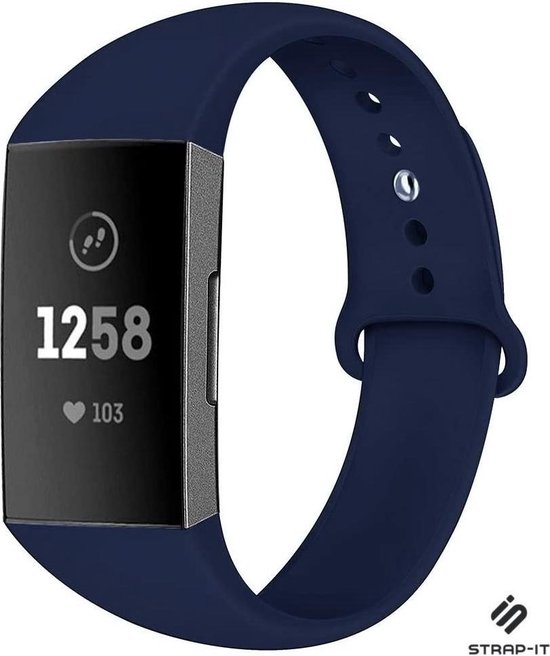 Strap-it® Fitbit Charge 4 sportband - donkerblauw - Maat: S | bol.com