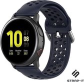 Siliconen Smartwatch bandje - Geschikt voor  Samsung Galaxy Watch Active / Active2 siliconen bandje met gaatjes - donkerblauw - Strap-it Horlogeband / Polsband / Armband