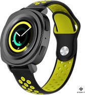 Siliconen Smartwatch bandje - Geschikt voor  Samsung Gear Sport sport band - zwart/geel - Strap-it Horlogeband / Polsband / Armband