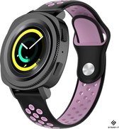 Siliconen Smartwatch bandje - Geschikt voor  Samsung Gear Sport sport band - zwart/roze - Strap-it Horlogeband / Polsband / Armband