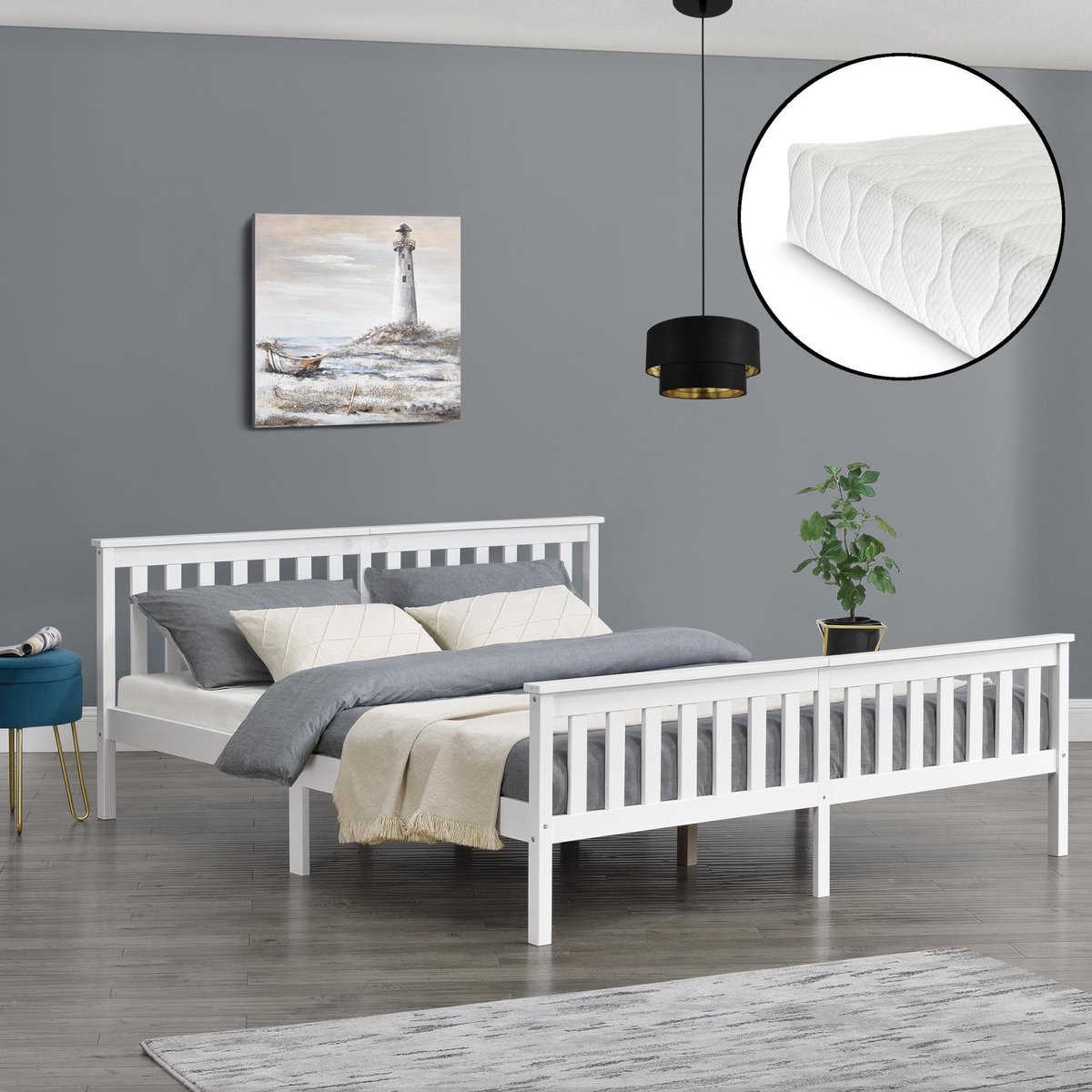 Bed van 180x200 cm met led-verlichting, hydraulische opbergruimte, oplaadbaar via USB Type-C