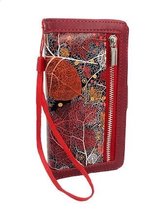 HEM hoes geschikt voor Samsung Galaxy S10 Plus Red Leafs/ Book Case / Boekhoesje/ Telefoonhoesje / Hoesje Samsung Galaxy S10 Plus telefoon met pasjesflip en rits voor kleingeld