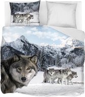 Snoozing Wolf - Flanel - Dekbedovertrek - Lits-jumeaux - 240x200/220 cm - Multi kleur