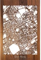 Citymap Den Haag Palissander hout - 60x90 cm - Stadskaart woondecoratie - Wanddecoratie - WoodWideCities