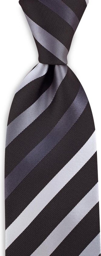 We Love Ties - Stropdassen - Stropdas grijs gestreept - zwart / grijstinten / wit