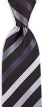 We Love Ties - Stropdas grijs gestreept - geweven polyester Microfill - zwart / grijstinten / wit