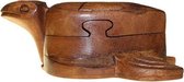 Bali Houten Puzzel Doos - Schildpad - Handgemaakt - Woondecoratie - Opbergdoosje - 6x2cm