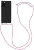 Hoesje met Koord Geschikt voor de Samsung Galaxy S20 | Back Cover met Ketting | Flexibel TPU | Ideaal voor Festival / Vakantie | Roze Goud