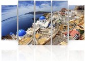 Schilderij , Santorini , Multikleur ,4 maten , 5 luik , wanddecoratie , Premium print , XXL